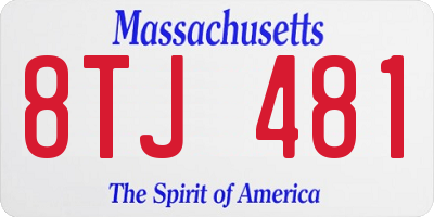 MA license plate 8TJ481