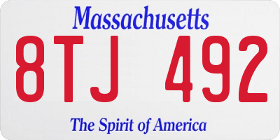MA license plate 8TJ492