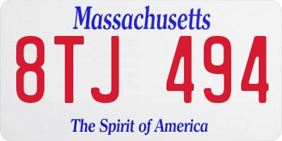 MA license plate 8TJ494