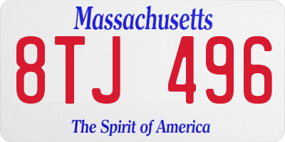 MA license plate 8TJ496