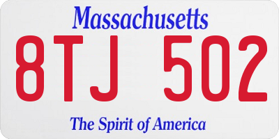 MA license plate 8TJ502