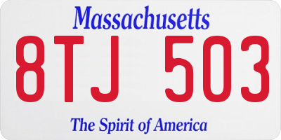MA license plate 8TJ503