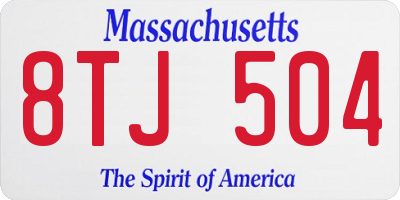MA license plate 8TJ504