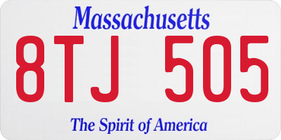 MA license plate 8TJ505
