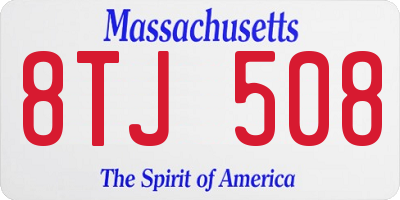 MA license plate 8TJ508