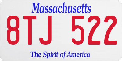 MA license plate 8TJ522
