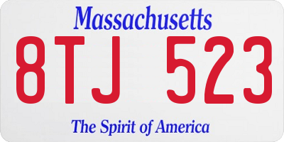MA license plate 8TJ523