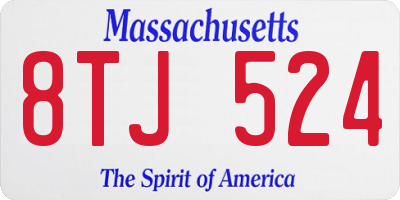 MA license plate 8TJ524