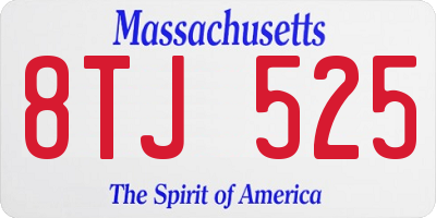 MA license plate 8TJ525
