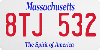 MA license plate 8TJ532