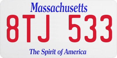 MA license plate 8TJ533