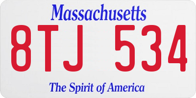 MA license plate 8TJ534