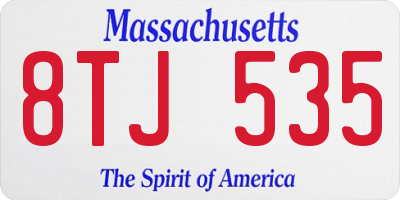 MA license plate 8TJ535