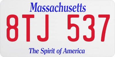 MA license plate 8TJ537