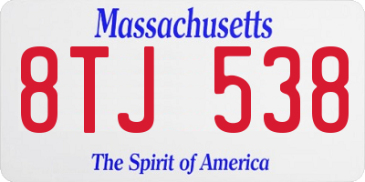 MA license plate 8TJ538