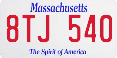MA license plate 8TJ540