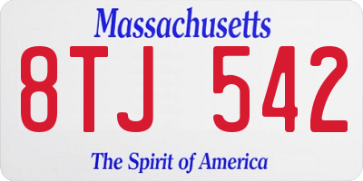 MA license plate 8TJ542