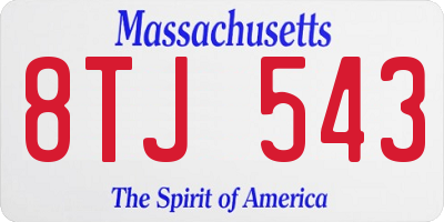 MA license plate 8TJ543