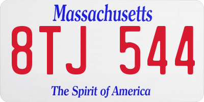 MA license plate 8TJ544