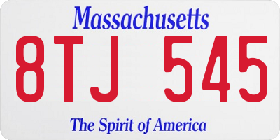 MA license plate 8TJ545