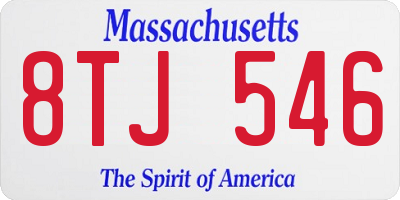 MA license plate 8TJ546