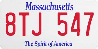 MA license plate 8TJ547