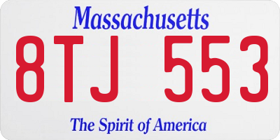 MA license plate 8TJ553