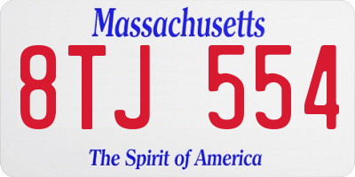 MA license plate 8TJ554