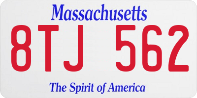 MA license plate 8TJ562