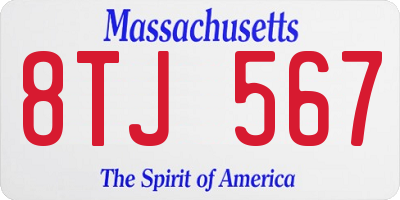 MA license plate 8TJ567