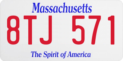 MA license plate 8TJ571