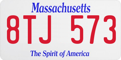 MA license plate 8TJ573