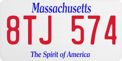 MA license plate 8TJ574