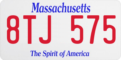 MA license plate 8TJ575