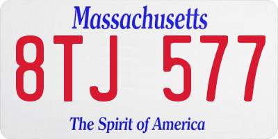 MA license plate 8TJ577