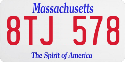 MA license plate 8TJ578