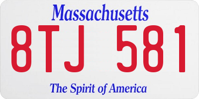 MA license plate 8TJ581