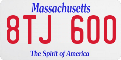 MA license plate 8TJ600