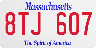 MA license plate 8TJ607