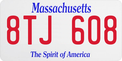 MA license plate 8TJ608