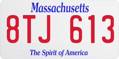 MA license plate 8TJ613
