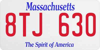 MA license plate 8TJ630