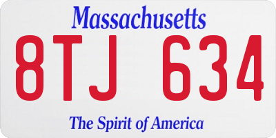 MA license plate 8TJ634