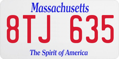 MA license plate 8TJ635