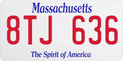 MA license plate 8TJ636