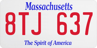 MA license plate 8TJ637