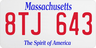 MA license plate 8TJ643