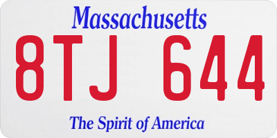MA license plate 8TJ644