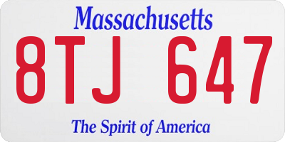 MA license plate 8TJ647