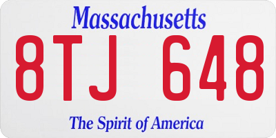 MA license plate 8TJ648